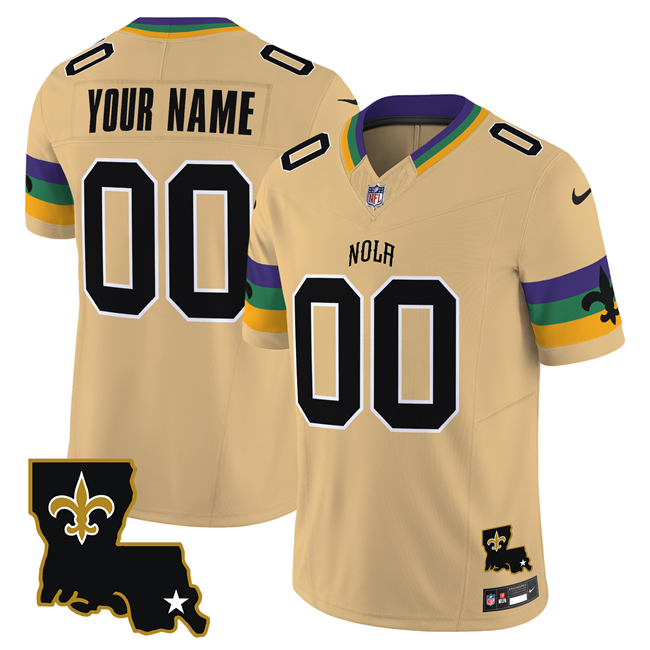 Women's New Orleans Saints Active Player Custom Gold 2024 F.U.S.E. Vapor Limited Stitched Football Jersey